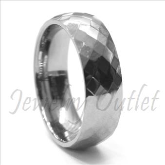 8MM High Shine Faceted Tungsten Carbide Band