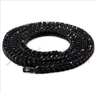Hip Hop Fashion One Row Necklace in Black Plating & Black Stone