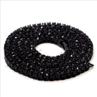 Hip Hop Fashion One Row Necklace in Black Plating With Black & Purple Stone