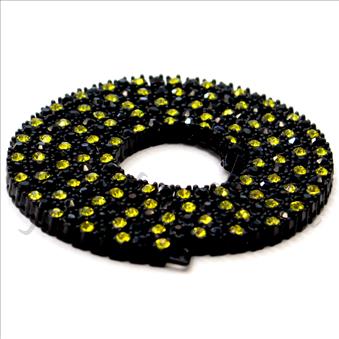 Hip Hop Fashion One Row Necklace in Black Plating With Black & Yellow Stone