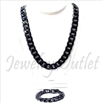 Hip Hop Fashion Cuban Stylish Chain With Bracelet 30 Inch Chian & 8 Inch Bracelet