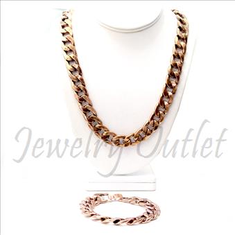 Hip Hop Fashion Cuban Stylish Chain With Bracelet 30 Inch Chian & 8 Inch Bracelet