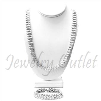 Hip Hop Fashion Diamond Cut Cuban Stylish Chain With Diamond Cut Cuban Bracelet 30 Inch Chian & 8 Inch Bracelet