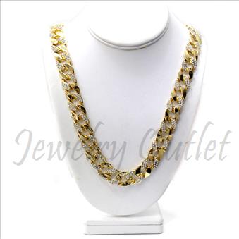 Hip Hop Fashion Cuban Ice Half Stone 30 Inch Chain