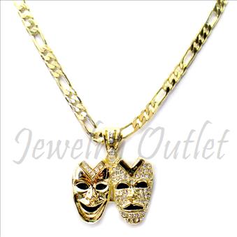 Hip Hop Fashion Figaro Necklace and pendant Set With 24 Inch Chain