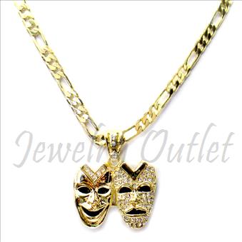 Hip Hop Fashion Figaro Necklace and pendant Set With 24 Inch Chain