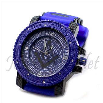 Hip Hop Fashion bling eyes Watch With Blue Jelly Band Water Resistant and Stainless Steel Back Cover