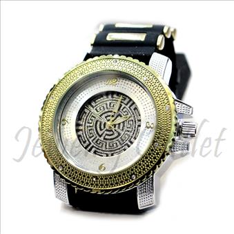 Hip Hop Fashion bling eyes Watch With Black Jelly Band Water Resistant and Stainless Steel Back Cover