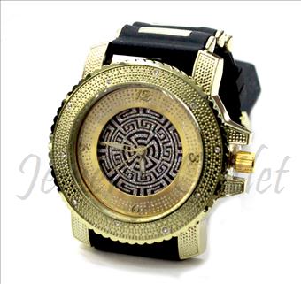 Hip Hop Fashion bling eyes Watch With Black Jelly Band Water Resistant and Stainless Steel Back Cover