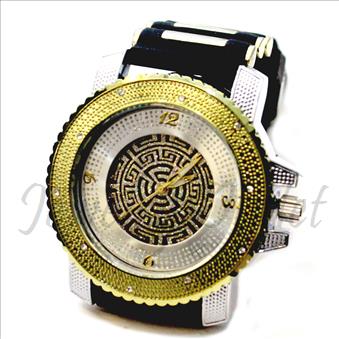 Hip Hop Fashion bling eyes Watch With Black Jelly Band Water Resistant and Stainless Steel Back Cover