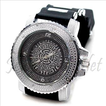 Hip Hop Fashion bling eyes Watch With Black Jelly Band Water Resistant and Stainless Steel Back Cover