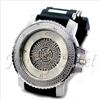 Hip Hop Fashion bling eyes Watch With Black Jelly Band Water Resistant and Stainless Steel Back Cover