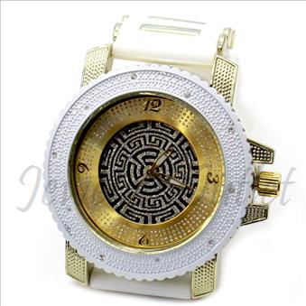 Hip Hop Fashion bling eyes Watch With White Jelly Band Water Resistant and Stainless Steel Back Cover