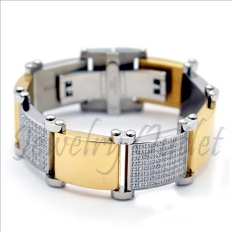 Stainless Steel Mens Bracelets With CZ