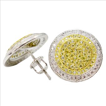 Hip Hop Fashion Mens EarringsAvailable in White, Yellow & Black CZ