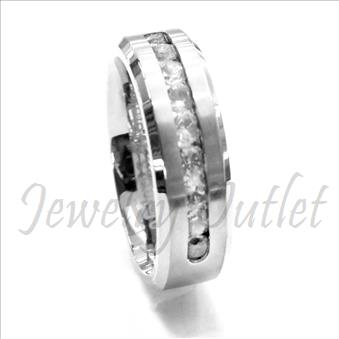 Stainless Steel Comfort Fit Band With Cubic Zirconia and Chanel Setting Band.