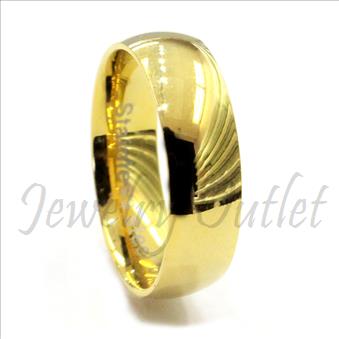 Stainless Steel Mens Comfort Fit Band With Gold Plating