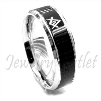 Stainless Steel Comfort Fit Band  With Masonic Design