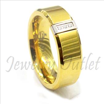 Stainless Steel Comfort Fit Band With Cubic Zirconia