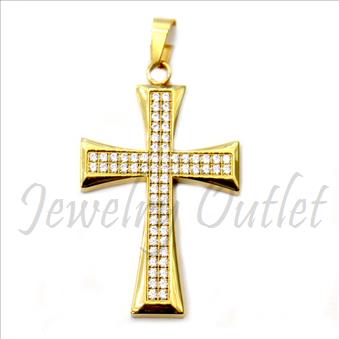 Stainless Steel Mens Cross Pendant With CNC Setting & CZ Diamonds