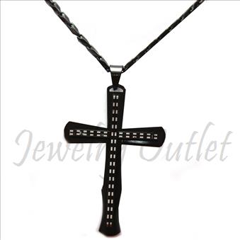 Stainless Steel Chain and Charm Combo Set Includes 30 Inch Length Bullets Chain With an Approximately 3.5 Inch Cross Tall Pendant