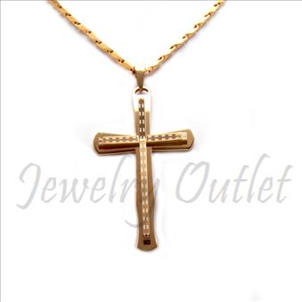 Stainless Steel Chain and Charm Combo Set Includes 30 Inch Length Bullets Chain With an Approximately 3.5 Inch Cross Tall Pendant