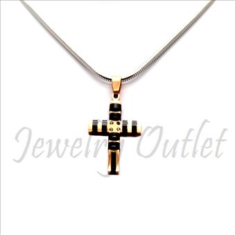 Stainless Steel Chain and Charm Combo Set Includes 24 Inch Length Snake Chain With an Approximately 1.2 Inch Cross Pendant