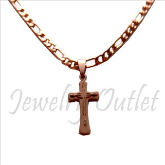 Stainless Steel Chain and Charm Combo Set Includes 24 Inch Length Figaro Chain With an Approximately 1.2 Inch Cross Pendant