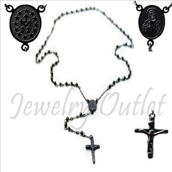 Stainless Steel Rosario Beautiful Shiny 24 inches Rosary Chain and 6 inches dangling part with Cross