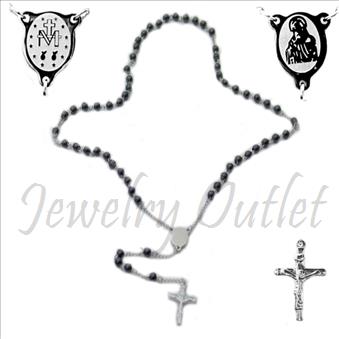 Stainless Steel Rosario Beautiful Shiny 24 inches Rosary Chain and 6 inches dangling part with Cross