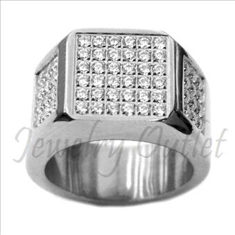 Stainless Steel Mens Ring With Cubic Zirconia