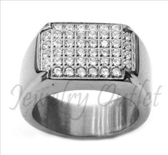 Stainless Steel Mens Ring With Cubic Zirconia