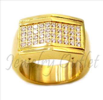 Stainless Steel Mens Ring With Cubic Zirconia