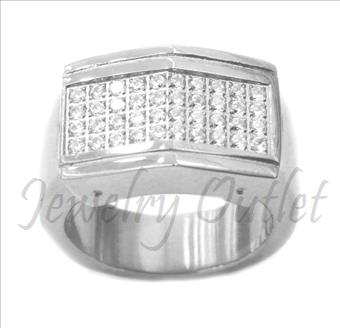 Stainless Steel Mens Ring With Cubic Zirconia