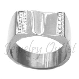 Stainless Steel Mens Ring With Cubic Zirconia