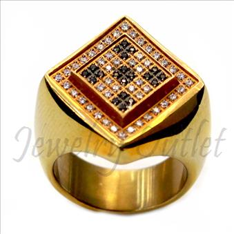 Stainless Steel Mens Ring With Cubic Zirconia