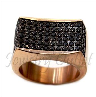 Stainless Steel Mens Ring With Cubic Zirconia