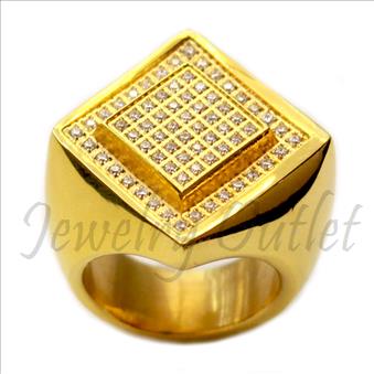 Stainless Steel Mens Ring With Cubic Zirconia