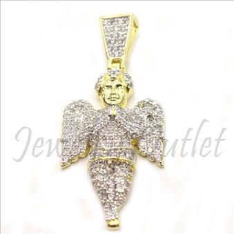 Hip Hop Angel Fashion Pendant Gold Plating With Cubic Zirconia