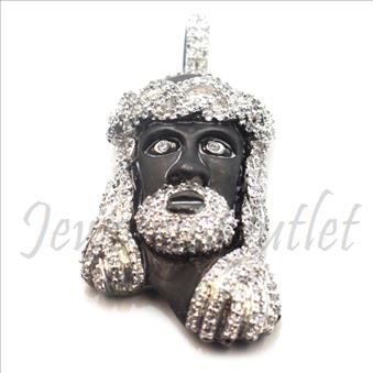 Exclusive Jesus Face Pendant With Cubic Zirconia Pendant Size 1.8 Inch