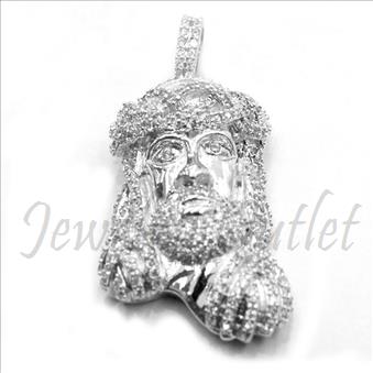 Exclusive Jesus Face Pendant With Cubic Zirconia Pendant Size 1.5 Inch