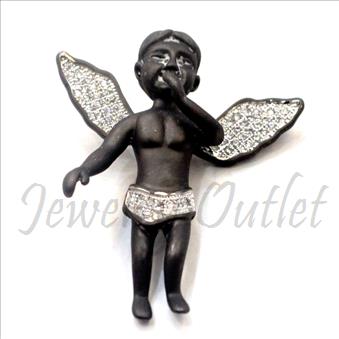 Hip Hop Angel Fashion Pendant Black Plating With Cubic Zirconia