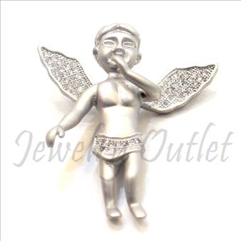 Hip Hop Angel Fashion Pendant Silver Plating With Cubic Zirconia