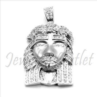 Exclusive Jesus Face Pendant With Cubic Zirconia Pendant Size 1.5 Inch