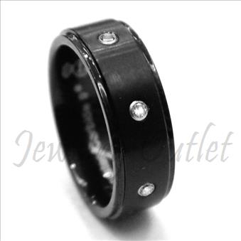 Tungsten Carbide Mens Ring with Stone & Comfort Fit Ring