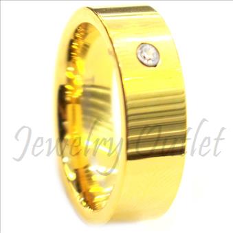 Tungsten Carbide Mens Ring With Gold Plating  Beveled Edges & Comfort Fit Ring