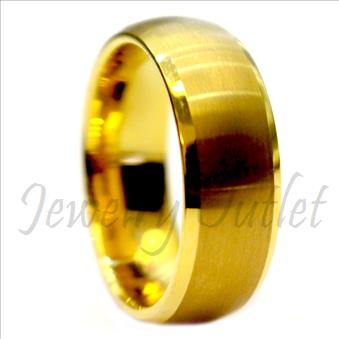 Tungsten Carbide Mens Ring with Gold Plating and High Polished
