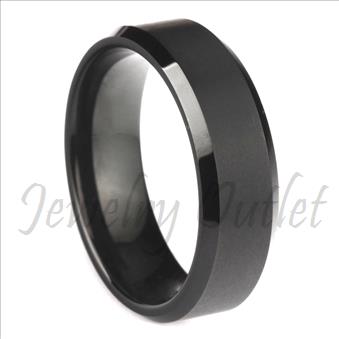 Tungsten Carbide Mens Ring Beveled Edges & Comfort Fit Ring