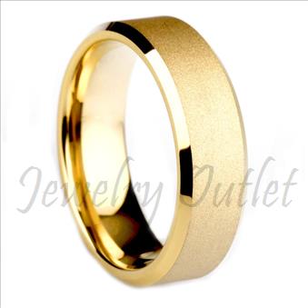 Tungsten Carbide Mens Ring Beveled Edges & Comfort Fit Ring