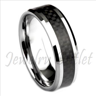 Tungsten Carbide Mens Ring Beveled Edges & Comfort Fit Ring